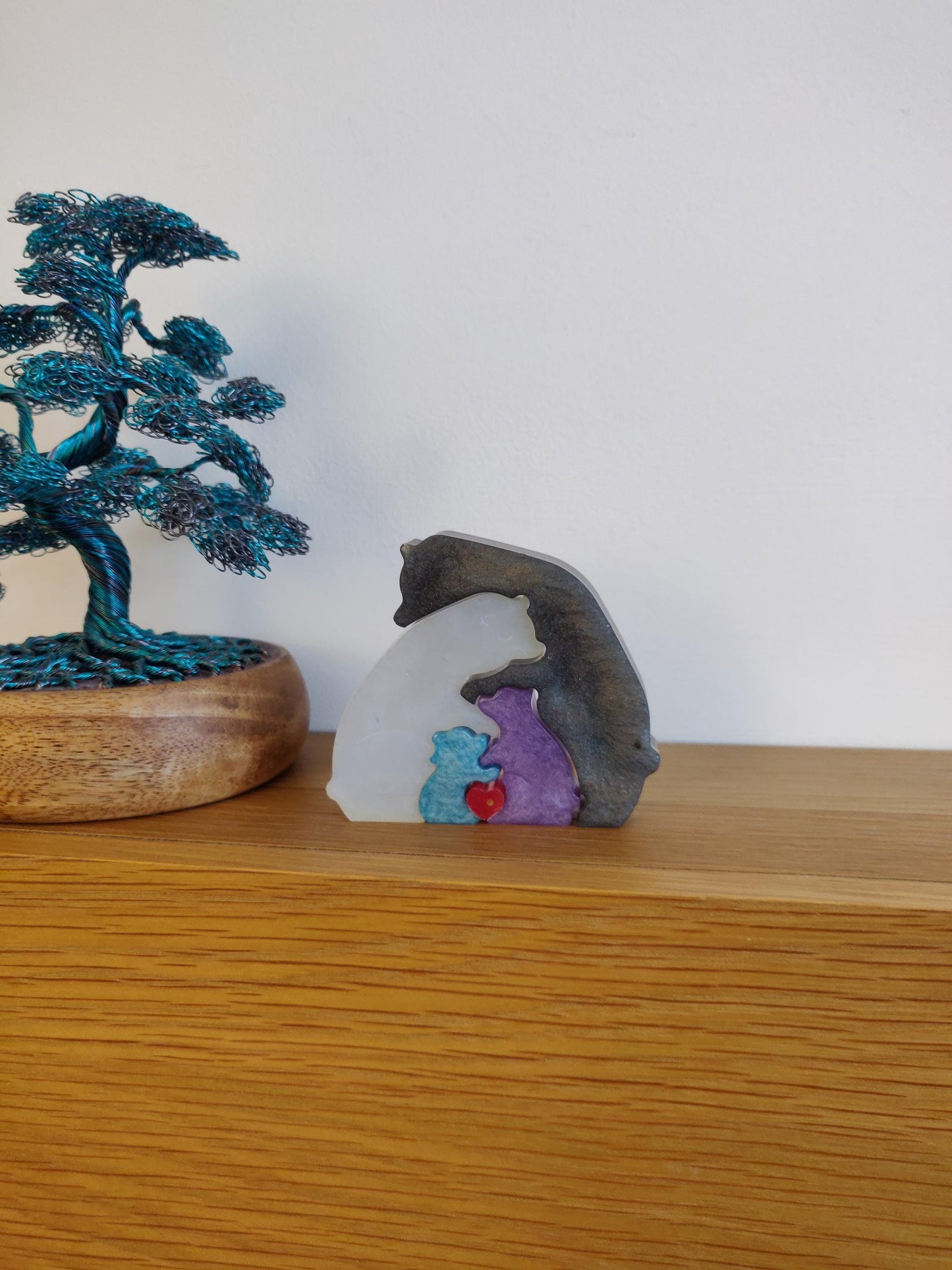 Family Bear Ornament, Custom Resin Figurines, New Baby Gift