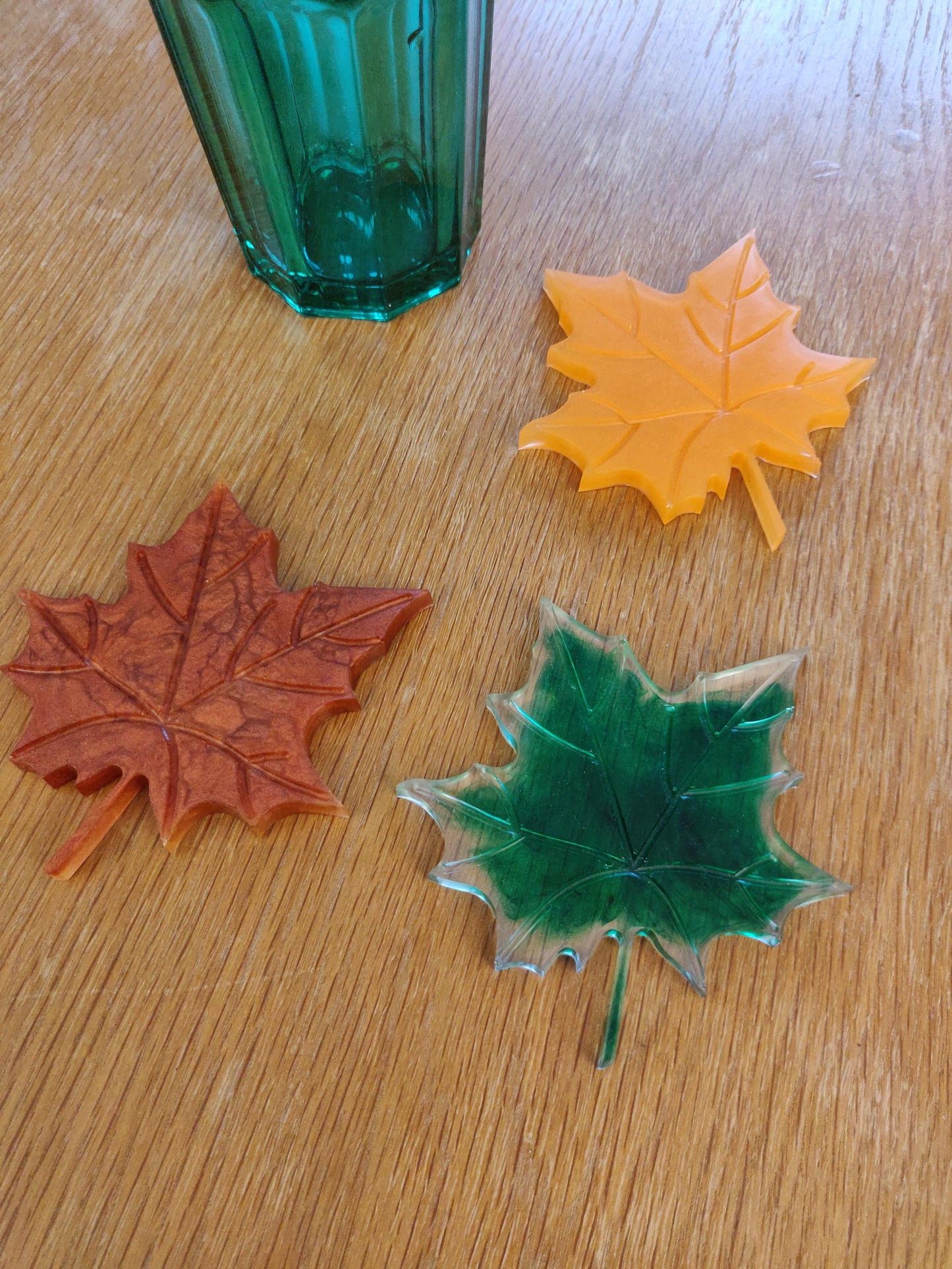 Handmade Autumn Leaf Resin Coaster Set, Fall Decor