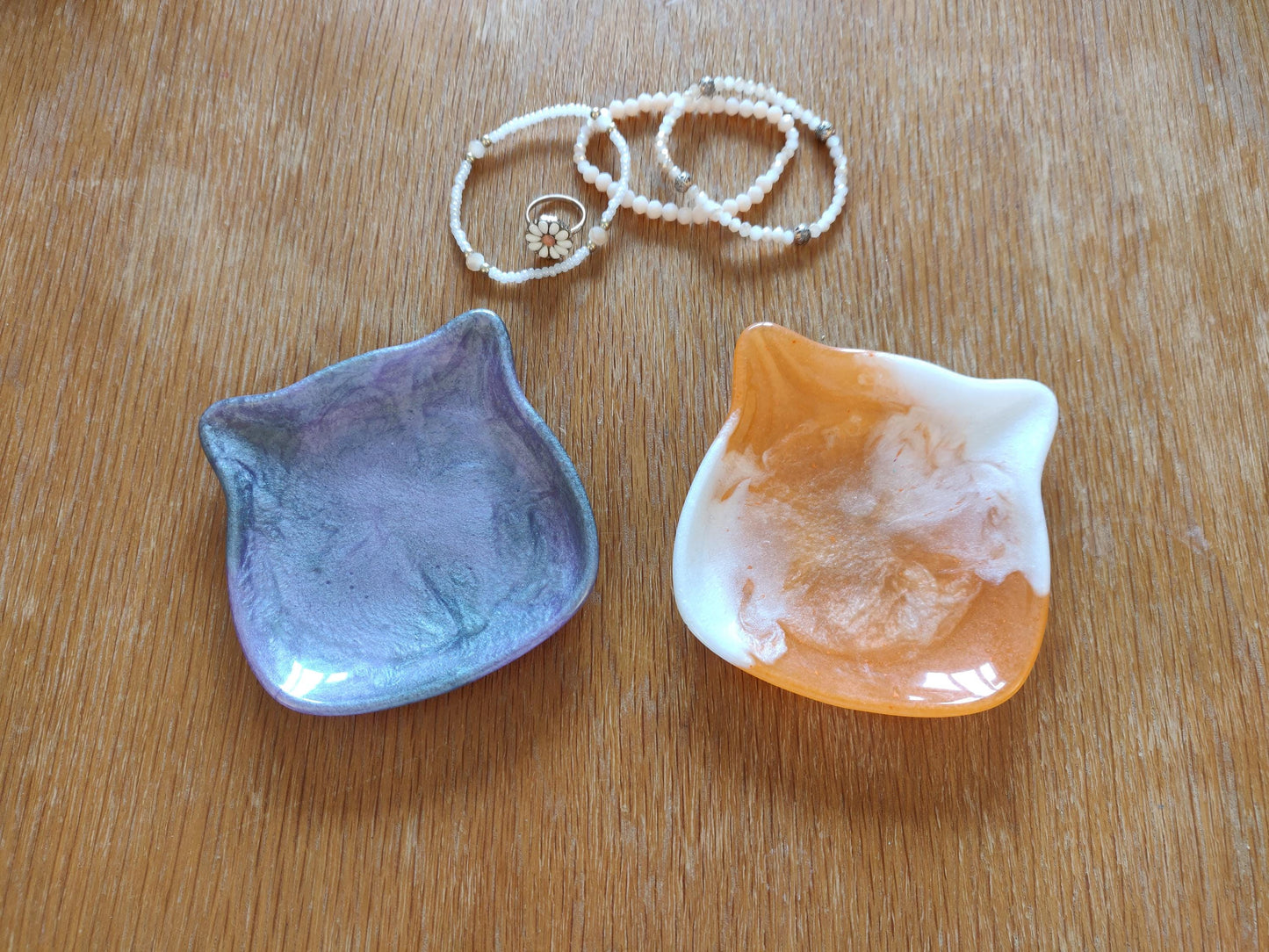 Ginger Cat Trinket Dish: Handmade Resin Ring & Jewelry Tray