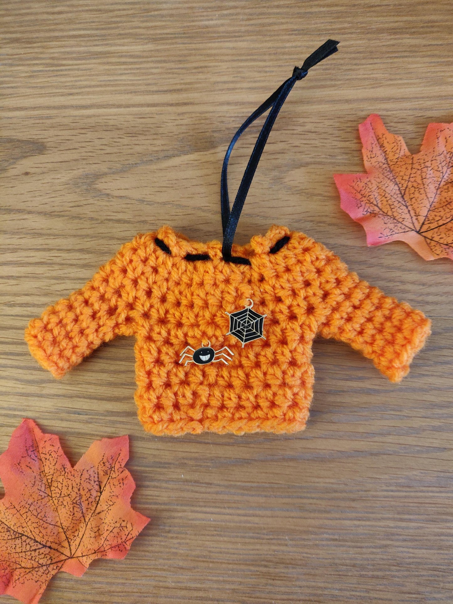 Handmade Halloween Jumper Ornament, Ghost Charm, Spooky Decor