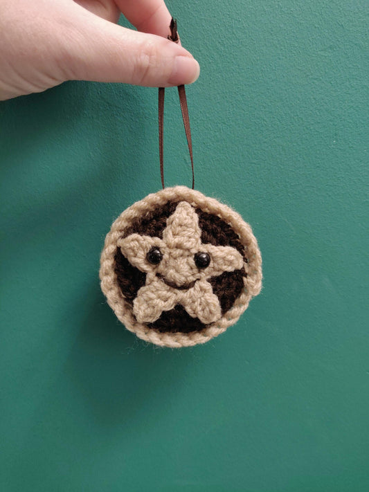 Crochet Mince Pie Christmas Tree Ornament, Handmade Foodie Gift