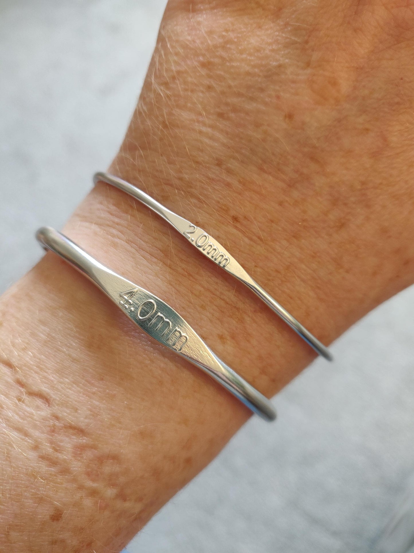 Recycled Crochet Hook Bangle, Handmade Silver Jewelry