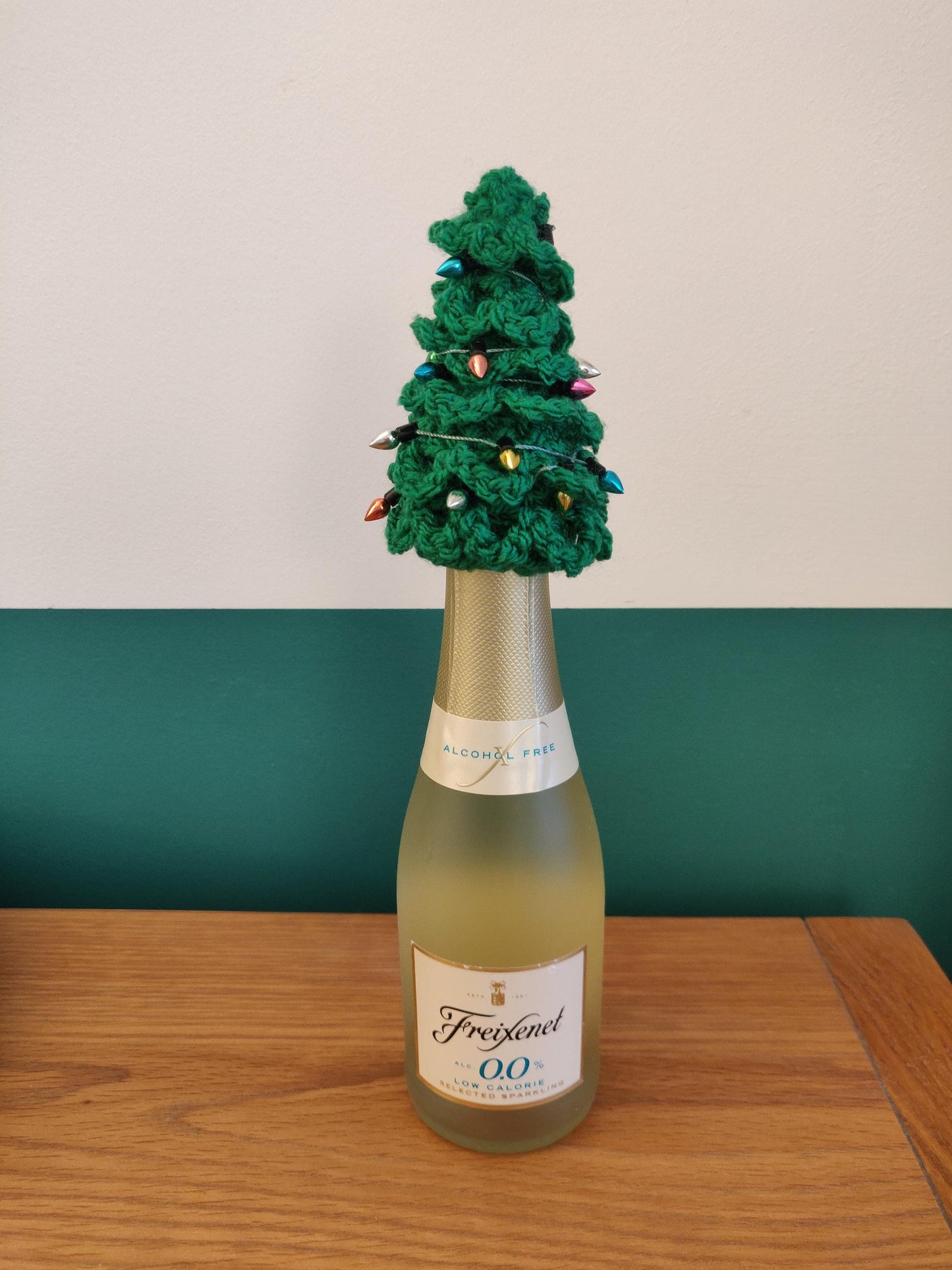 Crochet Christmas Tree Bottle Topper, Mini Xmas Tree Decor