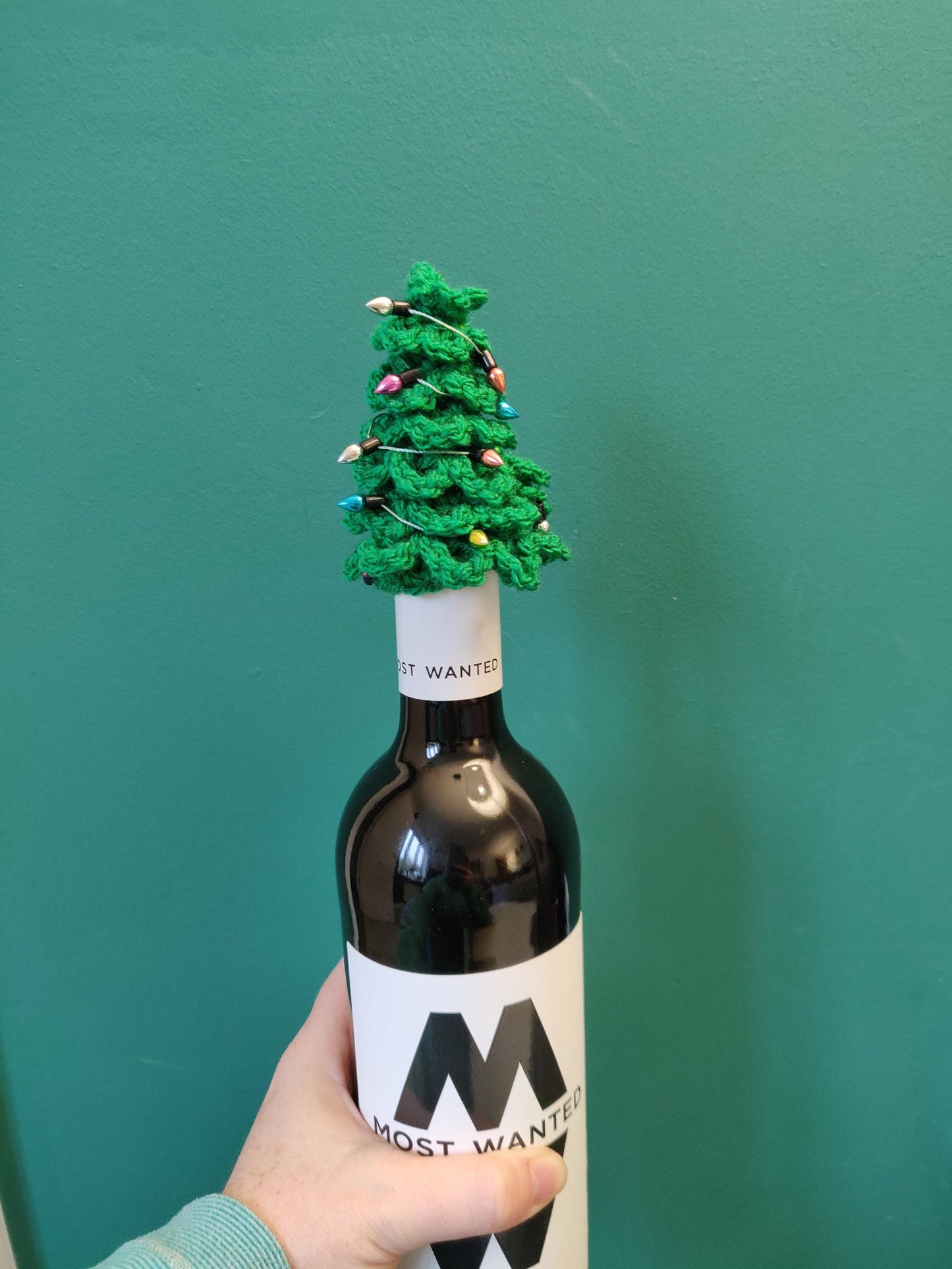 Crochet Christmas Tree Bottle Topper, Mini Xmas Tree Decor