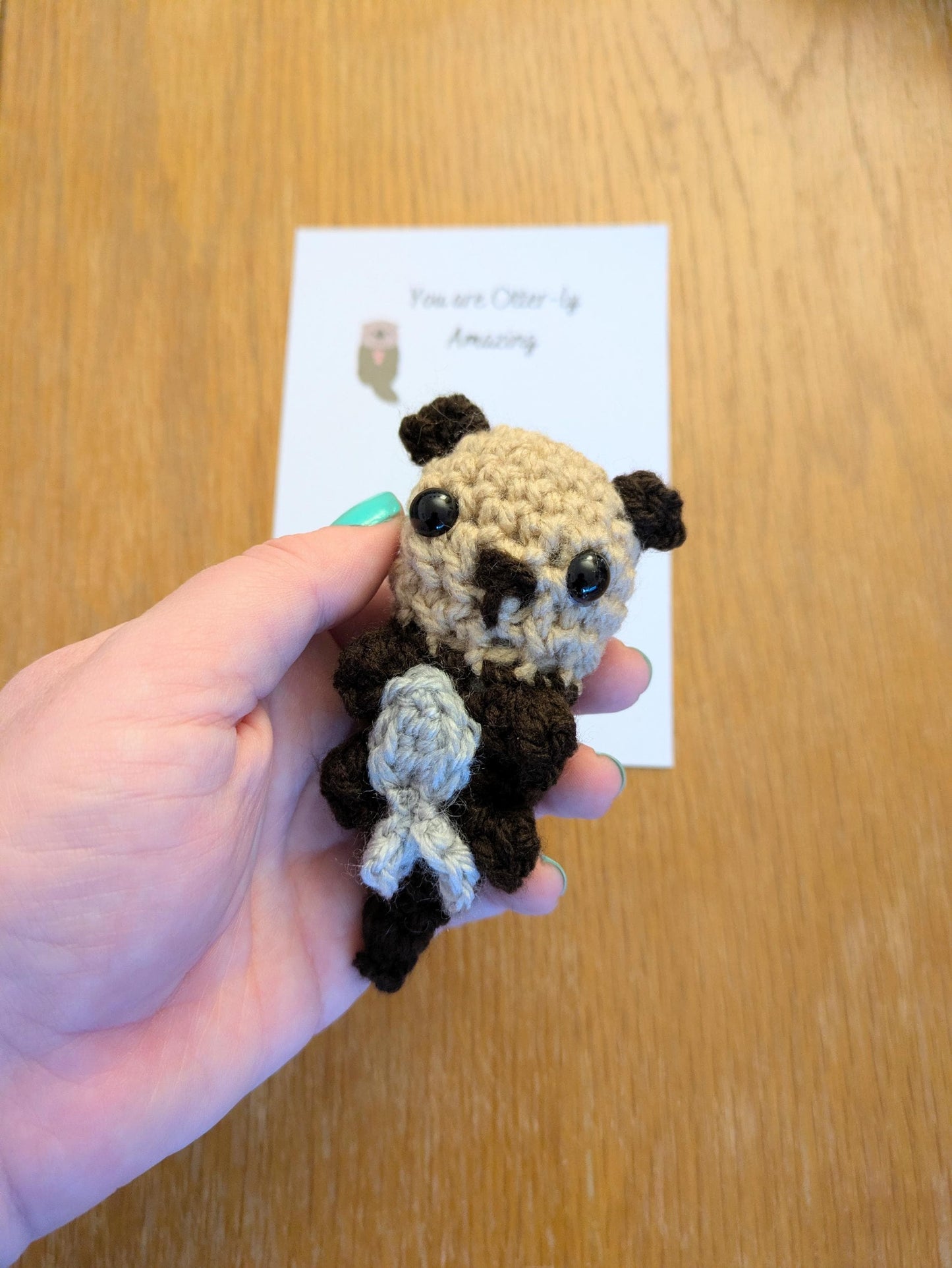Crochet Otter Pocket Hug, Positive Gift, Valentines Day, Mothers Day