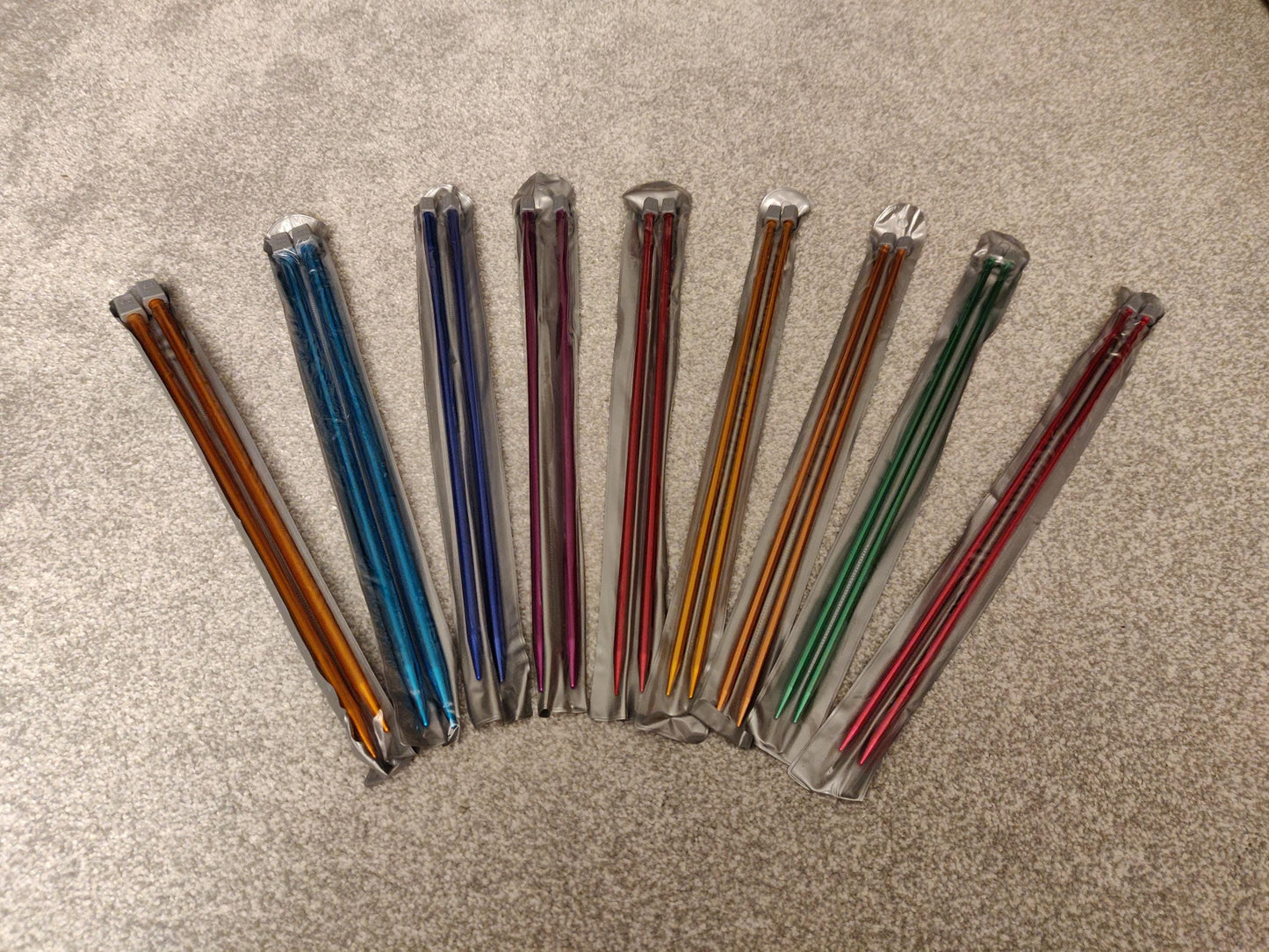 Rainbow Aluminum Knitting Needles, Individual Sets