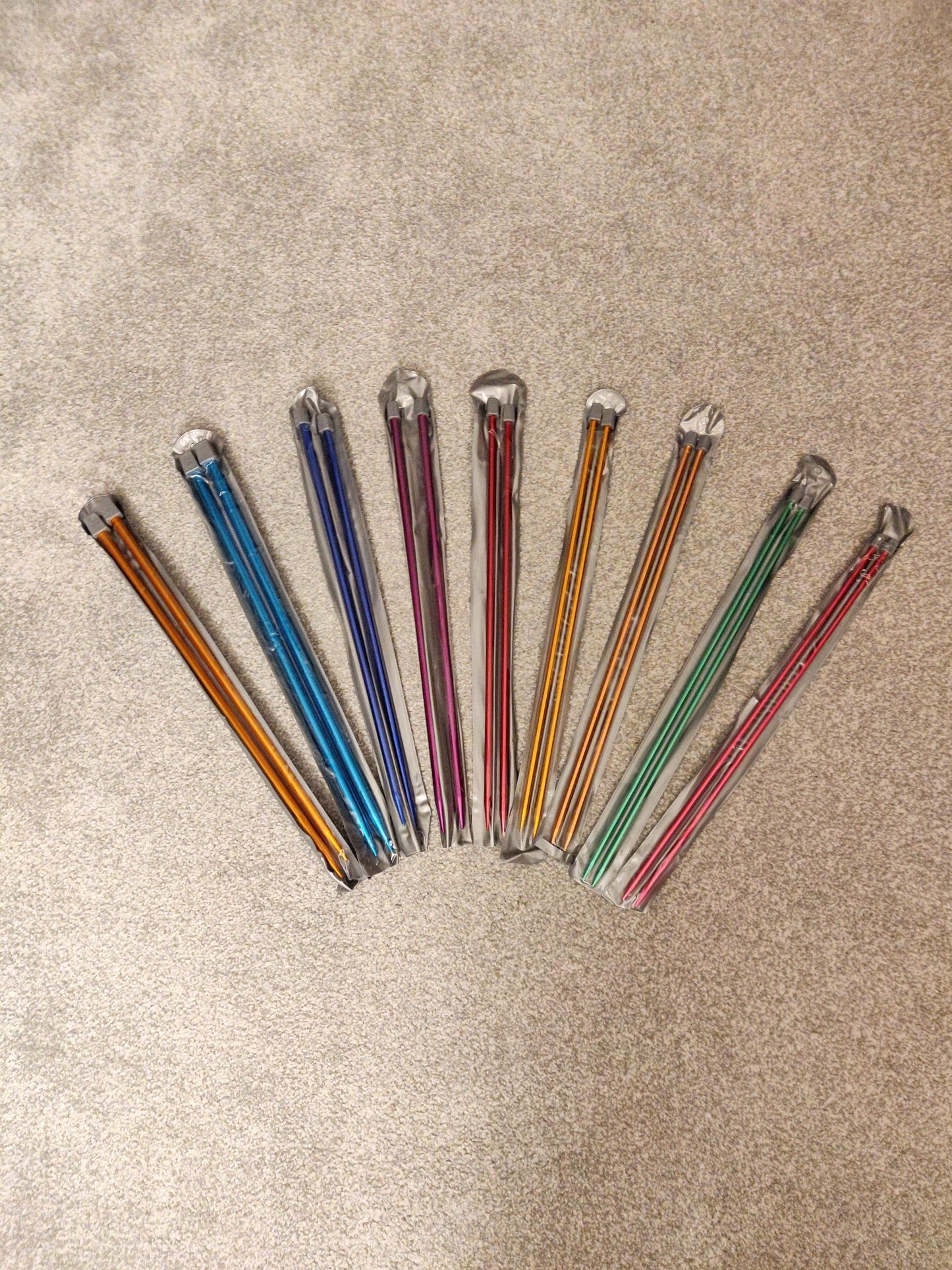 Rainbow Aluminum Knitting Needles, Individual Sets