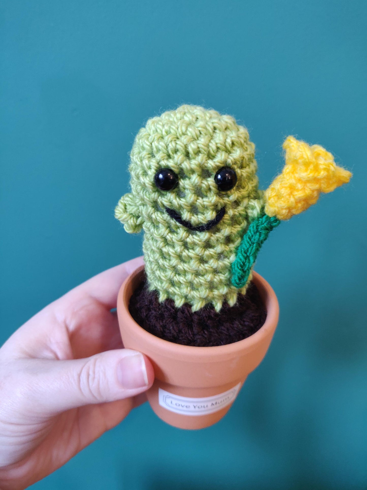 Mothers Day cactus with Tulip Flower, Mini Crochet Cactus, Gift for Mum, Desk Decor
