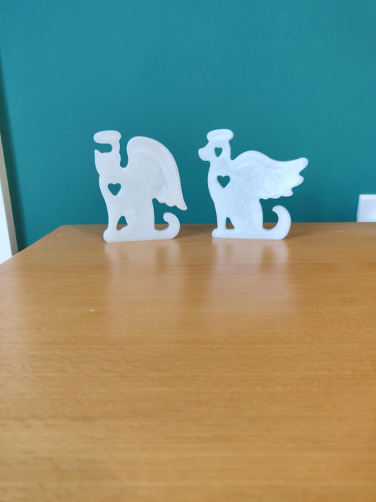 Cat and Dog Memorial Gift, Pet Figurine, Epoxy Resin Handmade Sculpture