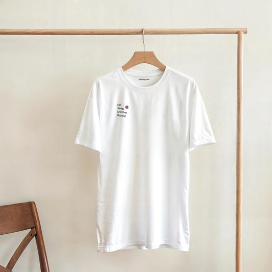 Eat Sleep Crochet Repeat T-Shirt - Funny Crochet Shirt - Gift for Crafters - Handmade Cotton Tee